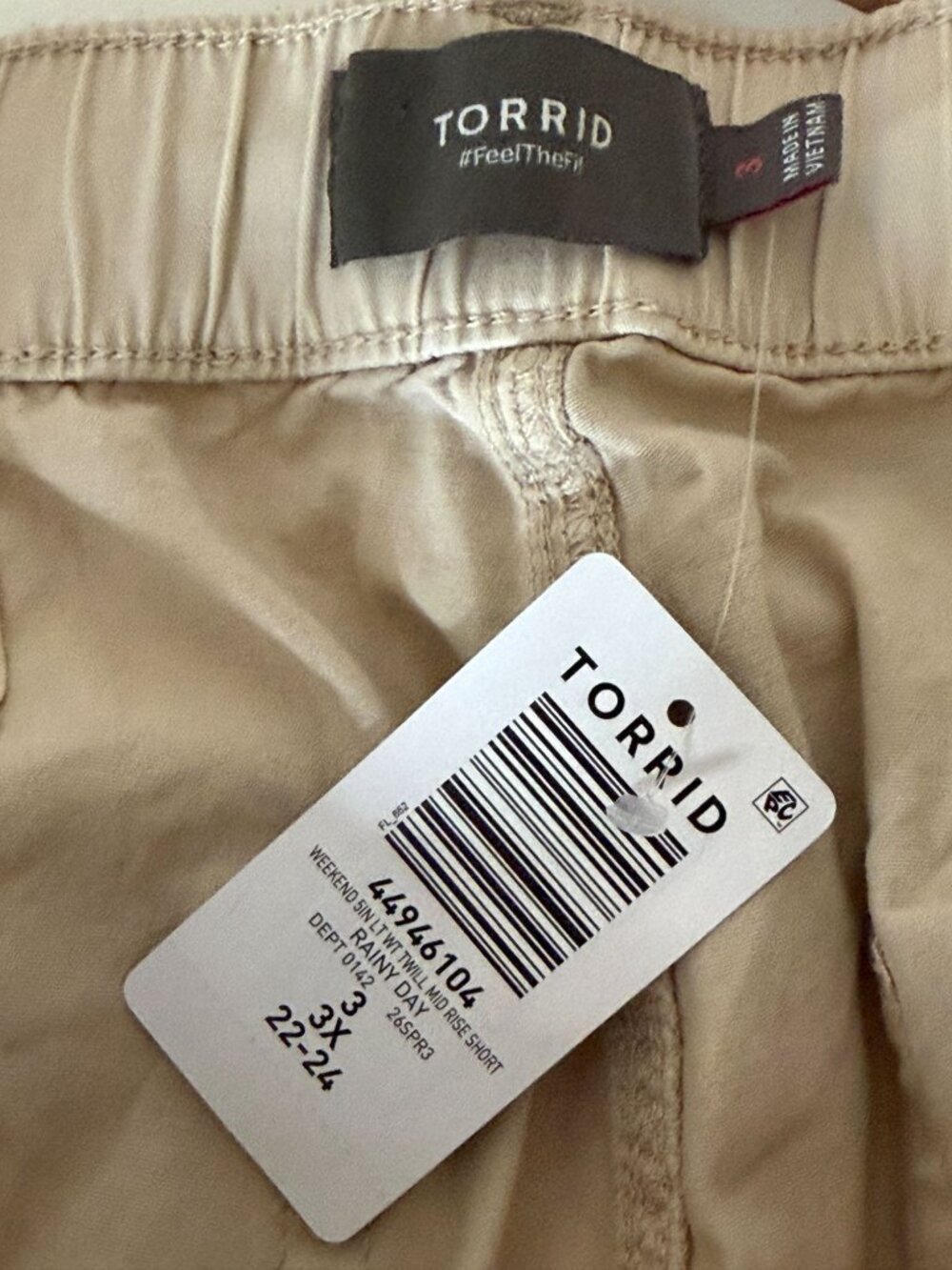 NWT Torrid Weekend Shorts Size 3 Beige Mid Rise Drawstring Plus Size - Picture 3 of 10